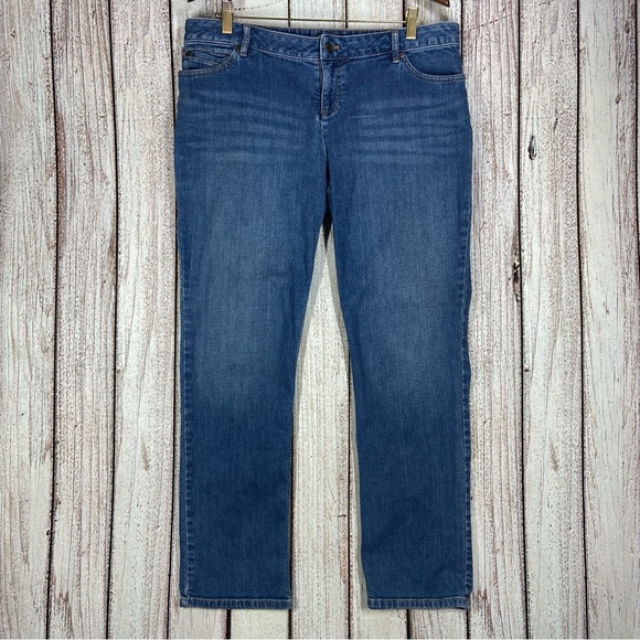 J. Jill Denim - J Jill Jeans Womens 14P Blue Slim Leg Petite Mid Rise Stretch Denim Pants
